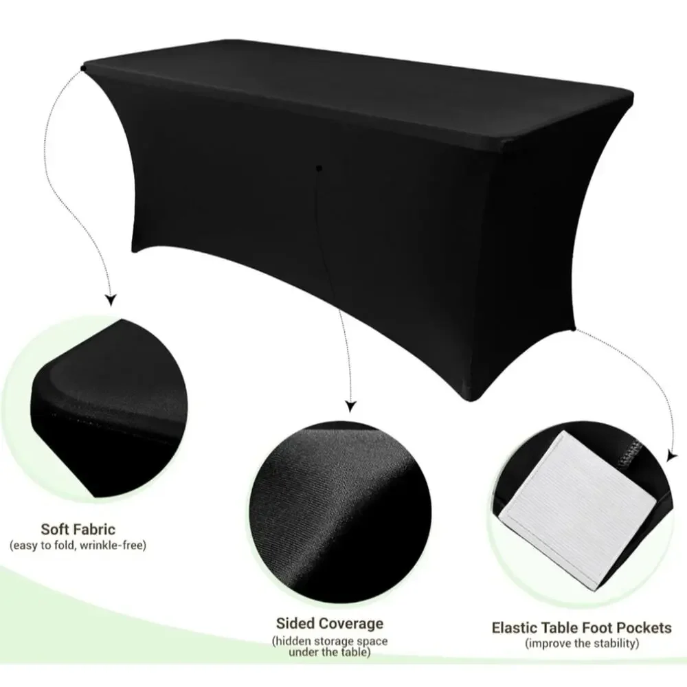 Black Spandex Tablecloth for Home Dining Or Display, 6 Ft